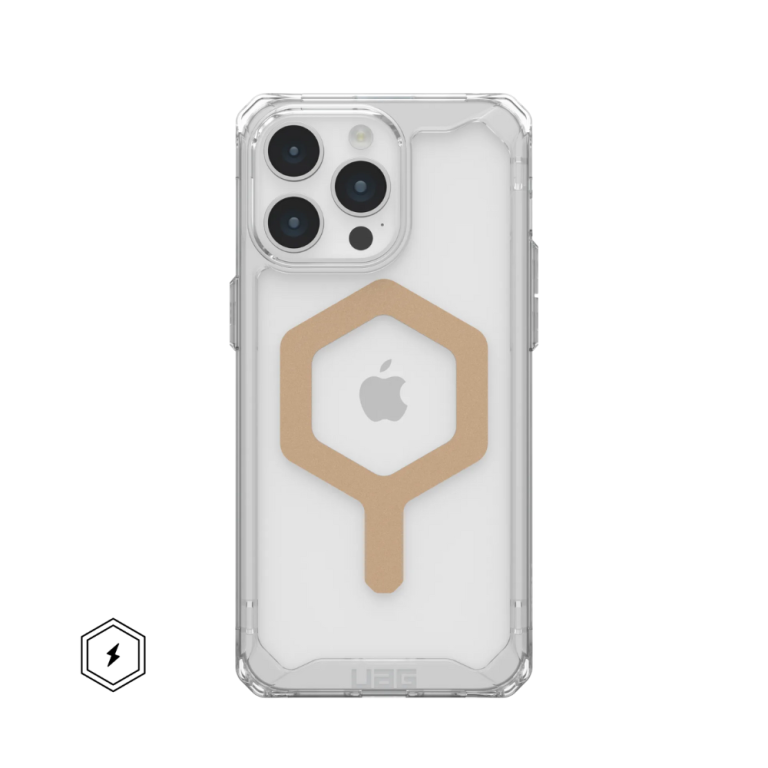 Чехол UAG Plyo для iPhone 15 Pro с MagSafe, прозрачный/золото (Ice/Gold)