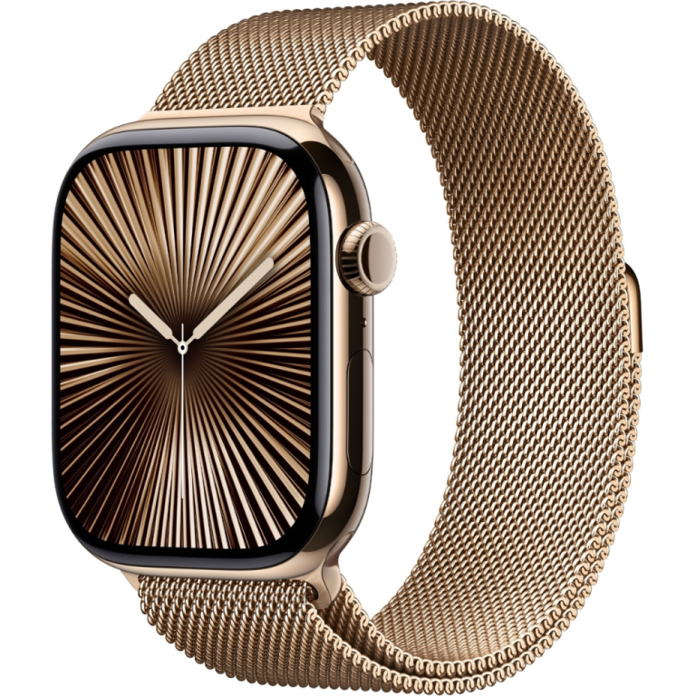 Apple Watch Series 10 Gold Titanium Case with Gold Milanese Loop3