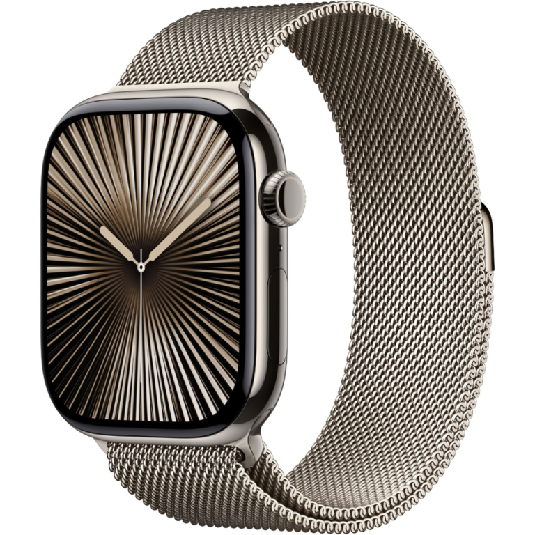 Apple Watch Series 10 Natural Titanium Case with Natural Milanese Loop2