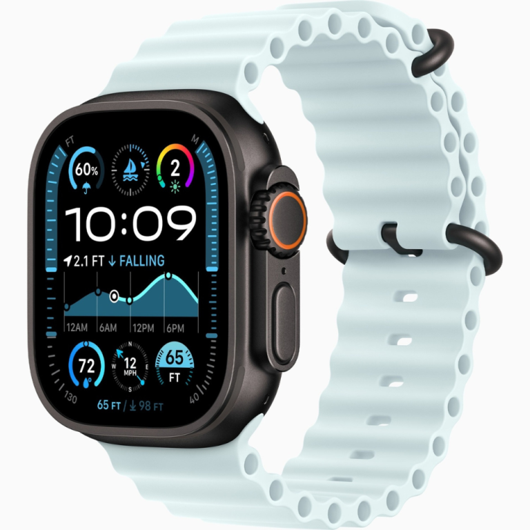Apple Watch Ultra 2 49mm Black Titanium Case with Ice Blue Ocean Band3