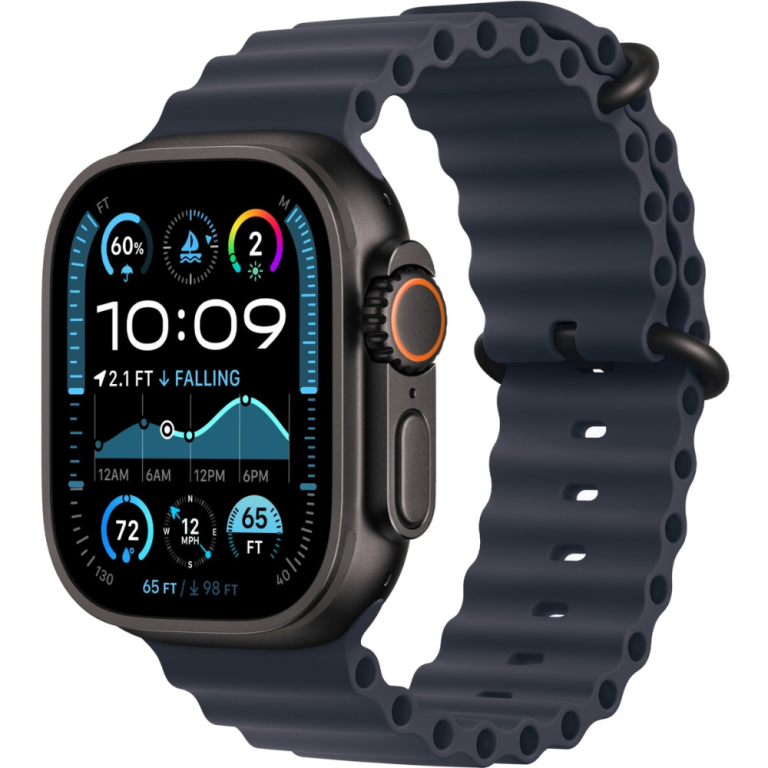 Apple Watch Ultra 2 49mm Black Titanium Case with Navy Ocean Band3