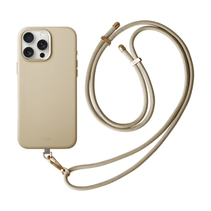 Чехол Uniq COEHL Muse Leatherette with Strap MagSafe для iPhone 16 Pro кремовый