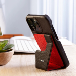Кожаная MagSafe подставка VAJA Origami leather stand, черно красный (Black and Rosso) — изображение 3