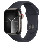 Apple Watch Series 9 41mm, Graphite Stainless Steel Case with Sport Band - Midnight SM