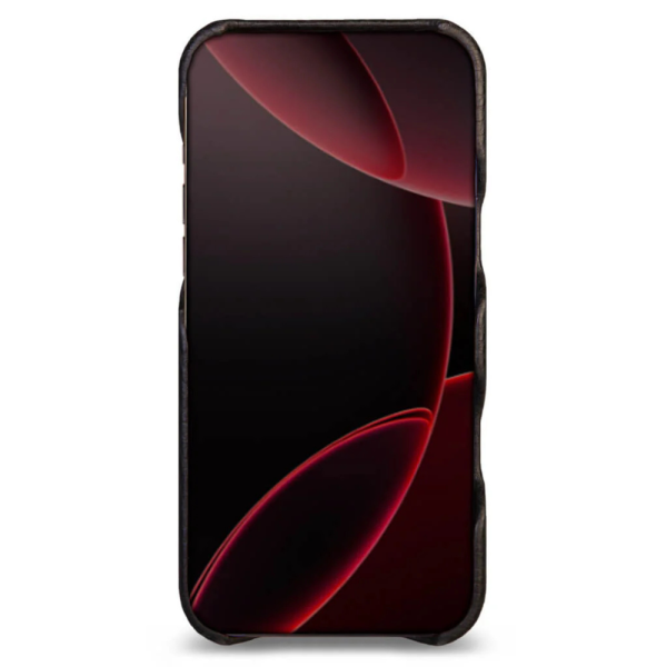 Чехол накладка из кожи VAJA Dotted Grip для iPhone 16 Pro V-Mag, цвет черно красный (Dotted Black and Rosso) — изображение 2
