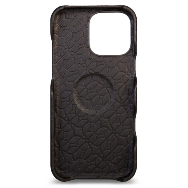 Чехол накладка из кожи VAJA Dotted Grip для iPhone 16 Pro V-Mag, цвет черно красный (Dotted Black and Rosso) — изображение 3
