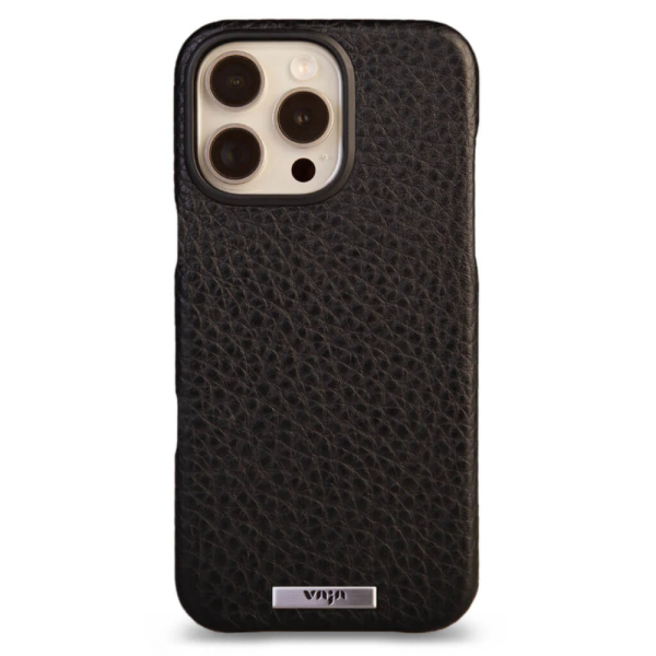 Чехол накладка из кожи VAJA Grip для iPhone 16 Pro V-Mag, черный (Floater Black) — изображение 1