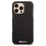 Чехол накладка из кожи VAJA Grip для iPhone 16 Pro Max V-Mag, черный, фактура змея (Kobra night)