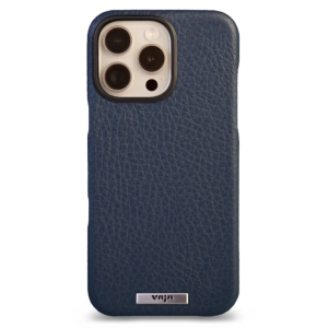 Чехол накладка из кожи VAJA Grip для iPhone 16 Pro Max V-Mag, синий (Floater Indigo)