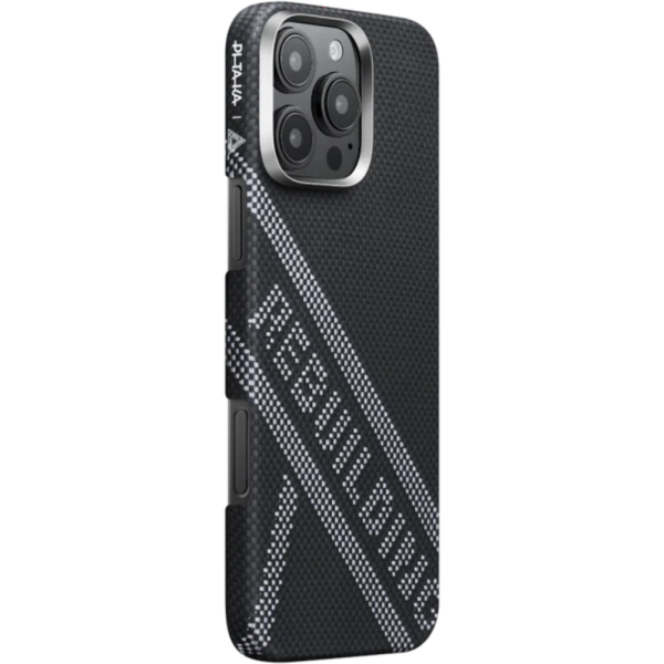 Чехол Pitaka Re-TROS Tactile Woven Case для iPhone 16 Pro принт перестройка, черный (Rebuilding) — изображение 3