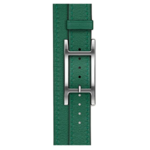 Кожаный двойной тонкий ремешок с пряжкой Hermes для Apple Watch 42mm Attelage Hapi Double Tour - Зеленый (Vert Moyen)