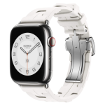 Apple Watch Hermes Series 10 46 мм, ремешок Blanc Kilim Single Tour белого цвета