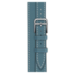 Apple Watch Hermes Series 10 42mm, двойной тонкий кожаный ремешок темно-голубого цвета — изображение 3