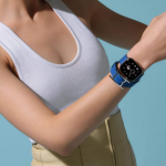 Apple Watch Hermes Series 10 42mm, двойной кожаный ремешок с пряжкой синего цвета — изображение 4