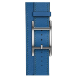 Apple Watch Hermes Series 10 42mm, двойной кожаный ремешок с пряжкой синего цвета — изображение 3