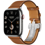 Apple Watch Hermes Series 10 46mm, коричневый ремешок с раскладывающейся застежкой
