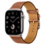 Apple Watch Hermes Series 10 46mm, классический кожаный ремешок коричневого цвета