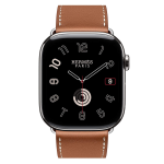 Apple Watch Hermes Series 10 46mm, классический кожаный ремешок коричневого цвета — изображение 2