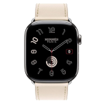 Apple Watch Hermes Series 10 46mm, ремешок классический кожаный кремового цвета — изображение 2