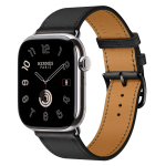 Apple Watch Hermes Series 10 46mm, ремешок классический кожаный черного цвета