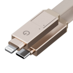Energea Кабель Sheath 2-in-1 USB-C to C+Lighning MFI 60W 480 Mbps Gold 1.0m — изображение 3