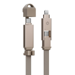 Energea Кабель Sheath 2-in-1 USB-C to C+Lighning MFI 60W 480 Mbps Gold 1.0m — изображение 2