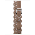 Ремешок Hermes для Apple Watch 42mm Bridon Lisere Attelage Double Tour - Бежевый/Белый (Beige de Weimar / Blanc)