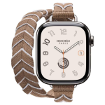 Ремешок Hermes для Apple Watch 42mm Bridon Lisere Attelage Double Tour - Бежевый/Белый (Beige de Weimar / Blanc) — изображение 3