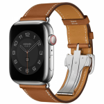 Ремешок из кожи Barénia с раскладывающейся застёжкой 46mm Hermès для Apple Watch - "Коричневый" — изображение 2