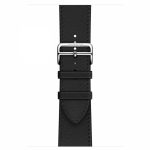 Ремешок из кожи Swift с раскладывающейся застёжкой 46mm Hermès для Apple Watch - "Черный"