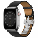 Ремешок из кожи Swift с раскладывающейся застёжкой 46mm Hermès для Apple Watch - "Черный" — изображение 2