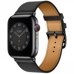 Ремешок Hermès Single Tour из кожи Swift 46mm для Apple Watch - Черный (Noir) — изображение 2