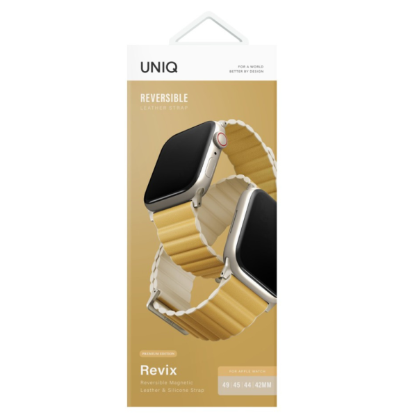Ремешок Uniq Revix Premium Edition для Apple Watch 49-46-45-44 mm, желтый/бежевый — изображение 2