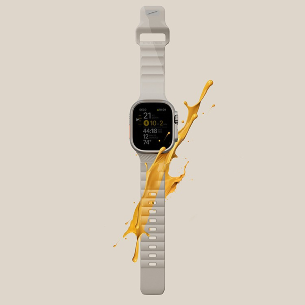 Uniq для Apple Watch 49/46/45/44 mm ремешок STRIDE DE FKM Rubber Beige/Yellow — изображение 3