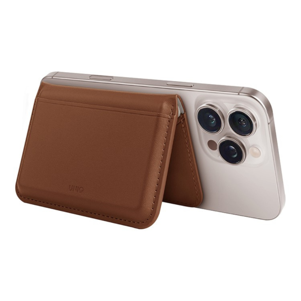 Кожаный чехол-бумажник Uniq Lyden DS Magnetic RFID-blocking wallet Caramel/Ivory — изображение 3