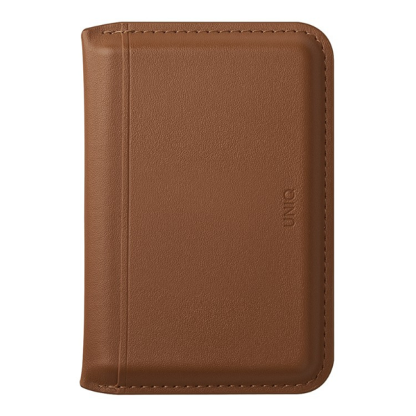 Кожаный чехол-бумажник Uniq Lyden DS Magnetic RFID-blocking wallet Caramel/Ivory