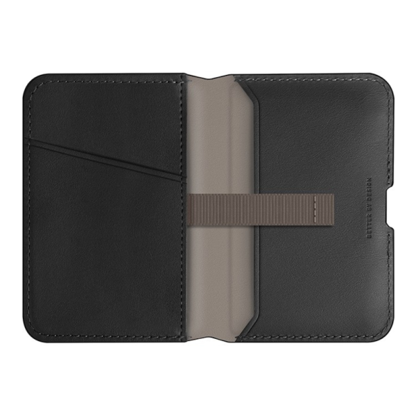 Кожаный чехол-бумажник Uniq Lyden DS Magnetic RFID-blocking wallet Dallas Black/Flint Grey — изображение 2