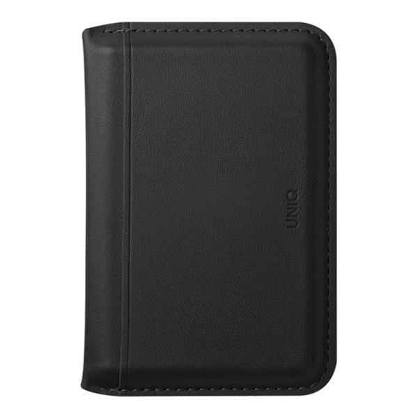 Кожаный чехол-бумажник Uniq Lyden DS Magnetic RFID-blocking wallet Dallas Black/Flint Grey