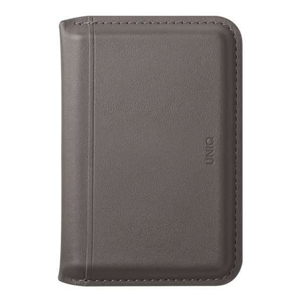 Кожаный чехол-бумажник Uniq Lyden DS Magnetic RFID-blocking wallet Flint Grey/Canary Yellow