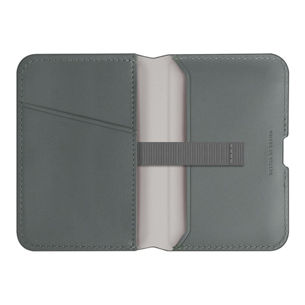 Кожаный чехол-бумажник Uniq Lyden DS Magnetic RFID-blocking wallet Lichen Green/Ivory — изображение 2