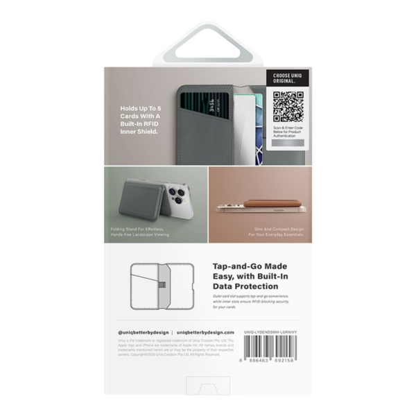 Кожаный чехол-бумажник Uniq Lyden DS Magnetic RFID-blocking wallet Lichen Green/Ivory — изображение 5