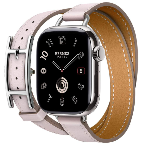Apple Watch Series 10 Hermes 42 mm Hapi Attelage Double Tour Mauve/Pale