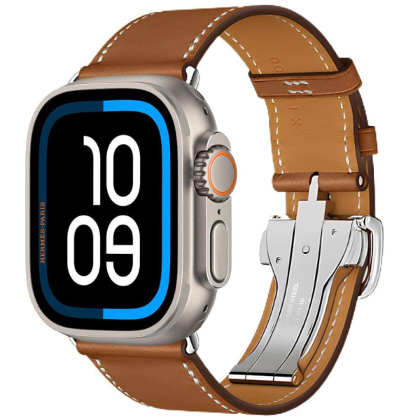 Apple Watch Ultra 2 Hermes 49mm Titanium Case with Simple Tour Deployment Fauve