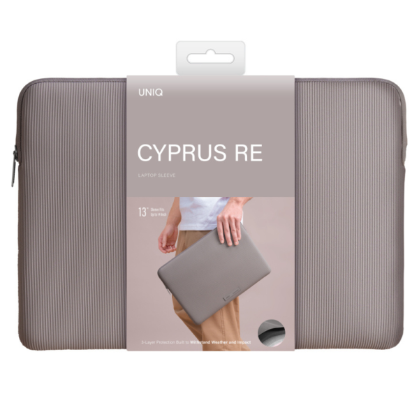 Водостойкая папка UNIQ Cyprus RE Laptop Sleeve для ноутбуков до 14'' Pewter Grey