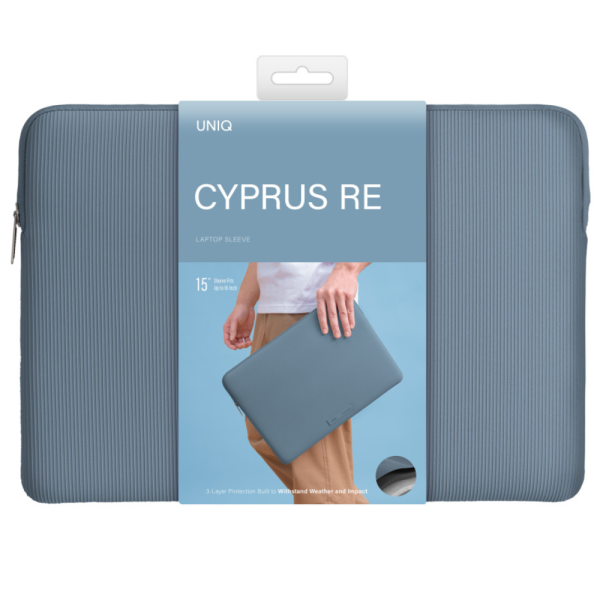Водостойкая папка UNIQ Cyprus RE Laptop Sleeve для ноутбуков до 16'' Sky Blue