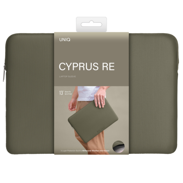 Водостойкая папка UNIQ Cyprus RE Laptop Sleeve для ноутбуков до 16'' Dark Sage Green