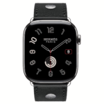 Apple Watch Series 11 Hermes 46mm ремешок с клепкой Single Tour Clou de Selle Noir — изображение 2