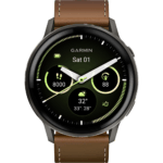 Часы Garmin Venu 4 45mm Slate Black Leather Brown 010-03014-03