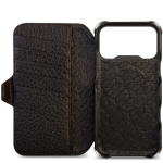 Чехол книжка из кожи Vaja Buckler ST Wallet для iPhone 17 Pro Max V-Mag Black — фото 2
