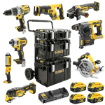 DeWalt DCK853P4 (шуруповерт, винтоверт, перфоратор, УШМ, дисковая пила, сабельная пила, реноватор, фонарь, 4 АКБ, тележка) 5035048748831
